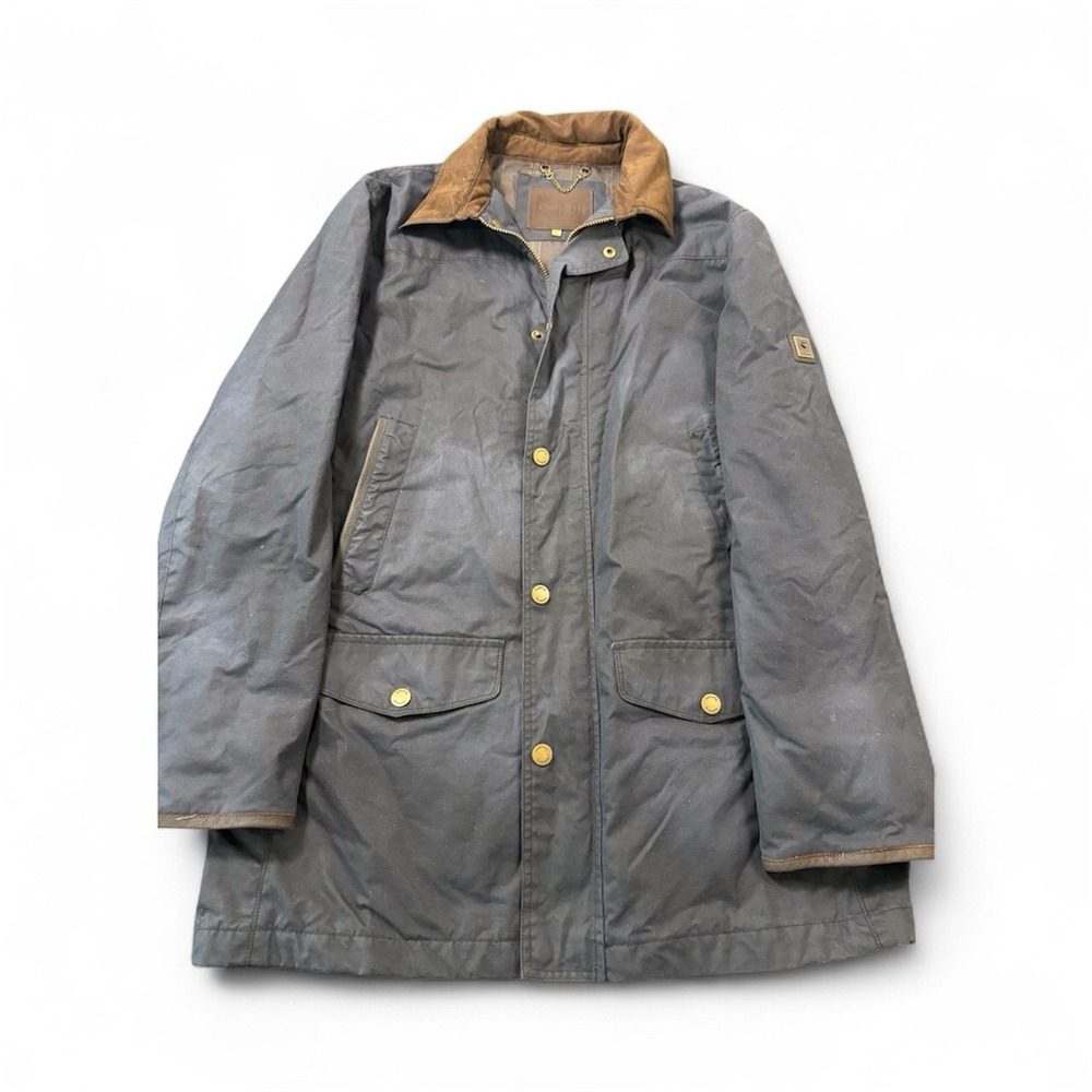 Dubarry of Ireland Brunswick Mens Waxed Cotton Jacket Trench Blue Mens XL